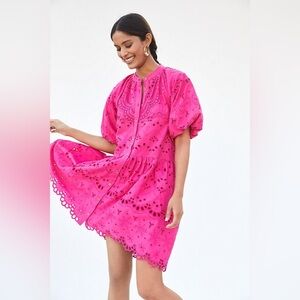 Anthropologie Tallulah Eyelet Mini Dress Pink Size Small
